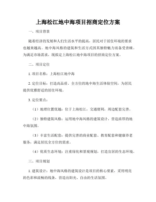 上海松江地中海项目招商定位方案