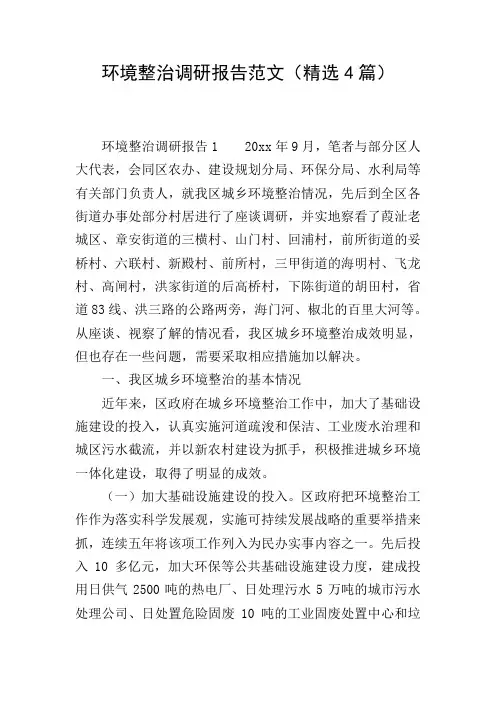 环境整治调研报告范文(精选4篇)