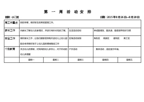 小班秋学期周计划
