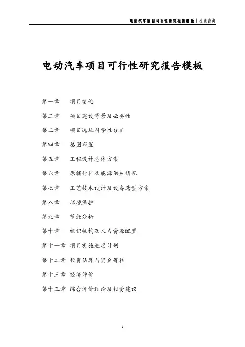 电动汽车项目可行性研究报告模板