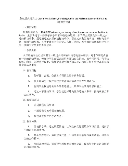 鲁教版英语八上Unit 3 What were you doing when the rainstr