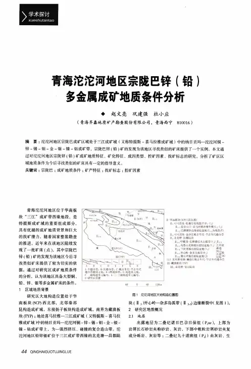 青海沱沱河地区宗陇巴锌(铅)多金属成矿地质条件分析