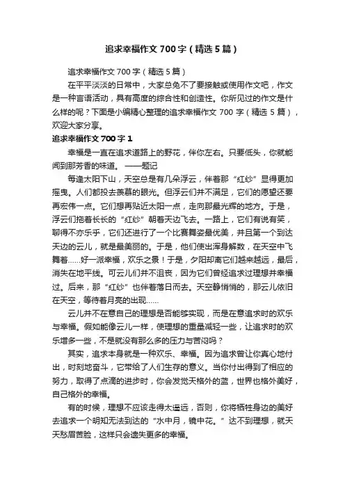 追求幸福作文700字（精选5篇）