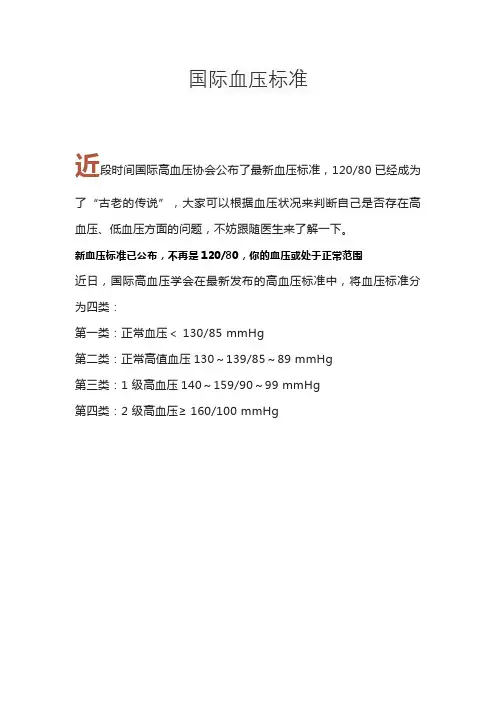 国际血压标准