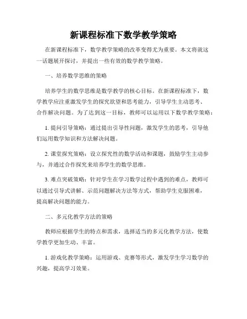 新课程标准下数学教学策略