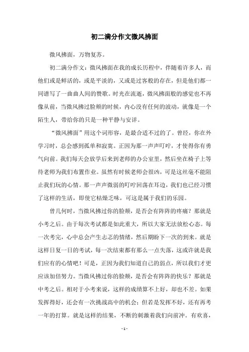 初二满分作文微风拂面