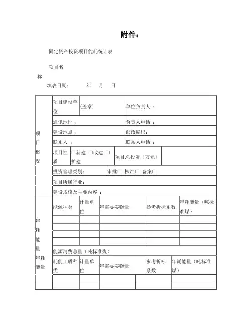 固定资产投资项目能耗统计表(最新)