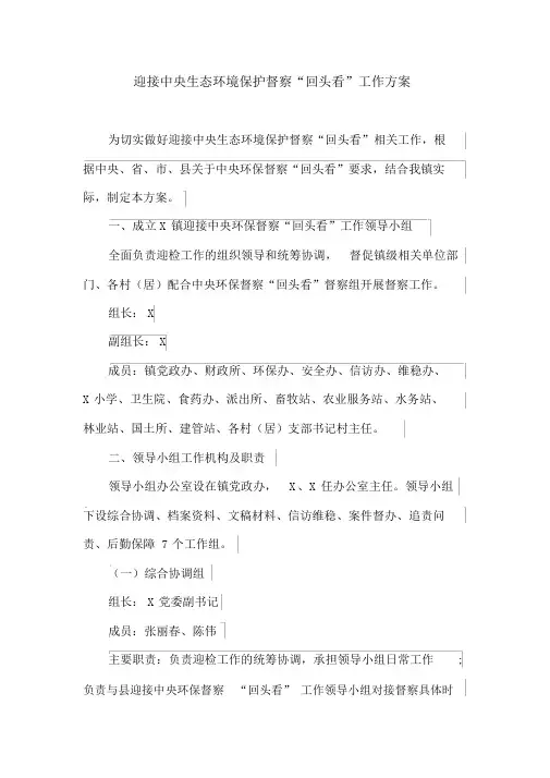迎接中央生态环境保护督察“回头看”工作方案(最新)