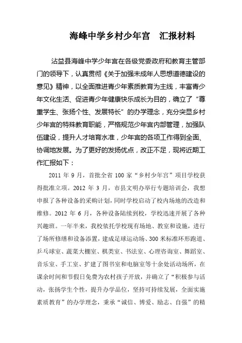 海峰中学乡村少年宫  汇报材料4