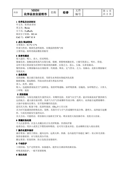 松香MSDS