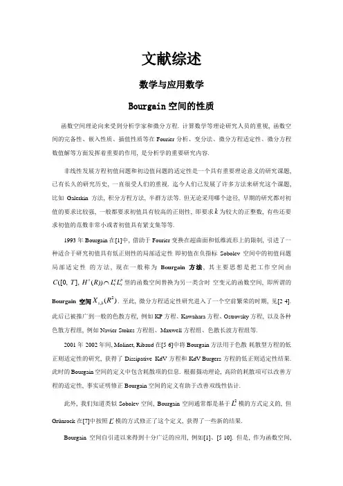 Bourgain空间的性质【文献综述】