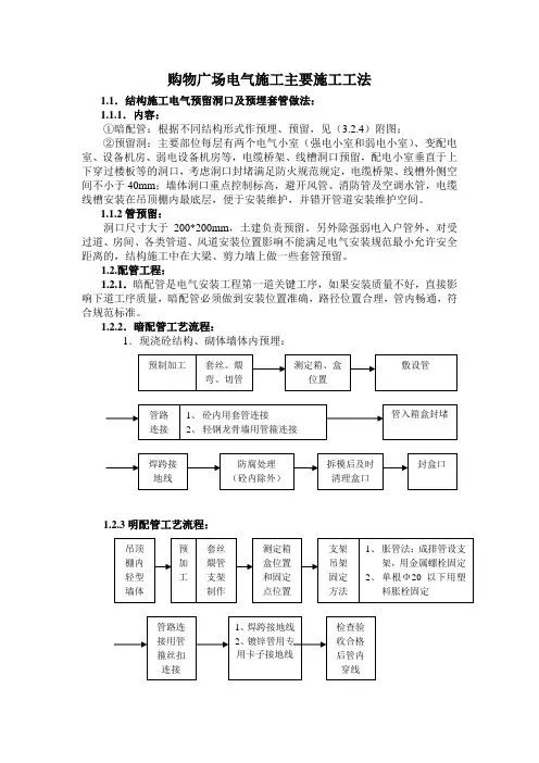 购物广场电气施工主要施工工法