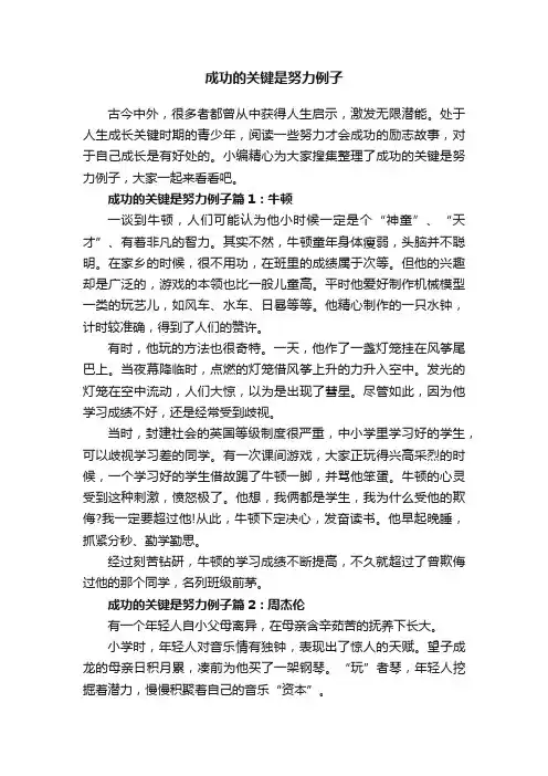 成功的关键是努力例子