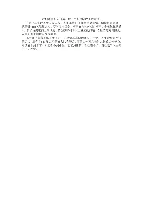我们要学习向日葵,做一个积极吸收正能量的人