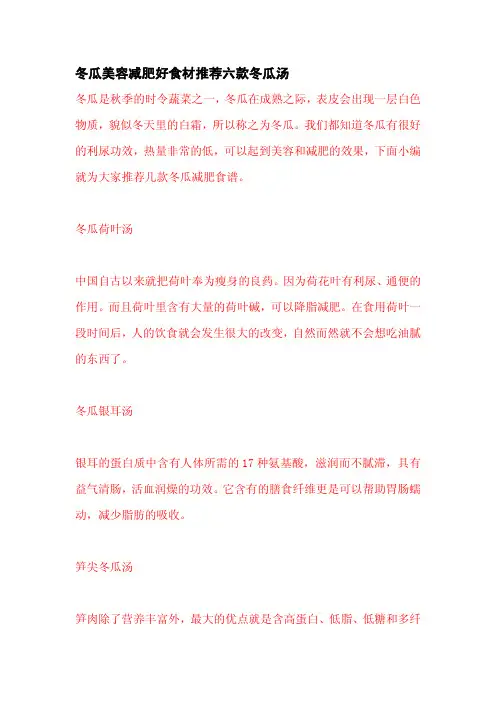 冬瓜美容减肥好食材推荐六款冬瓜汤