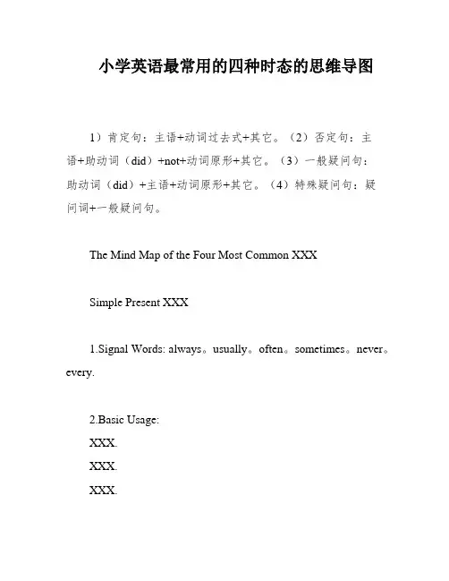 小学英语最常用的四种时态的思维导图