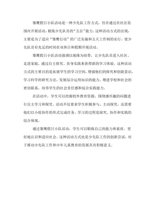 雏鹰假日小队活动含义