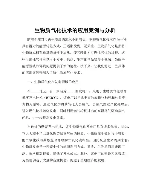 生物质气化技术的应用案例与分析