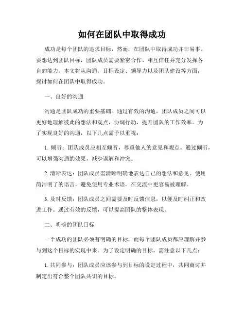 如何在团队中取得成功
