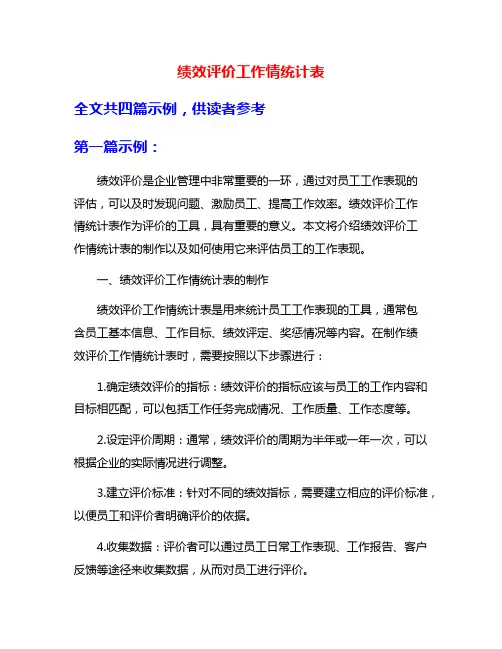 绩效评价工作情统计表