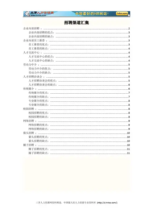 招聘渠道汇集及优缺点分析