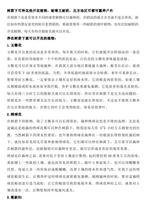树荫下可种这些开花植物,耐寒又耐阴,北方地区可都可露养户外