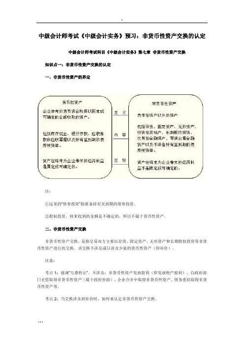 中级会计师考试《中级会计实务》预习：非货币性资产交换的认定