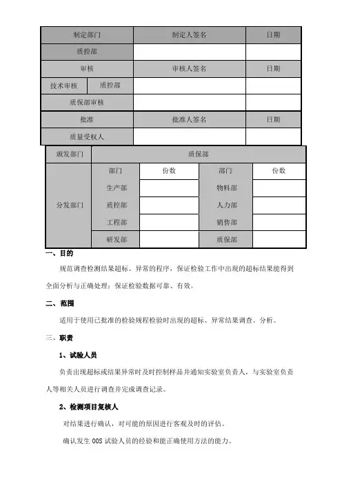 实验室检测结果超标异常管理规程