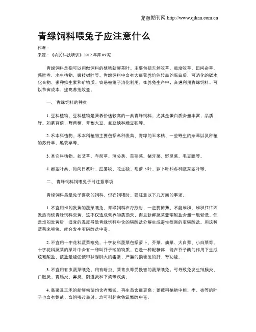 青绿饲料喂兔子应注意什么
