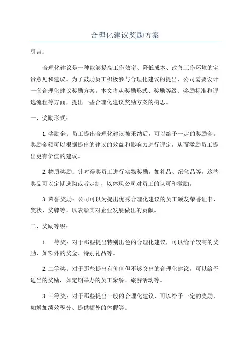 合理化建议奖励方案