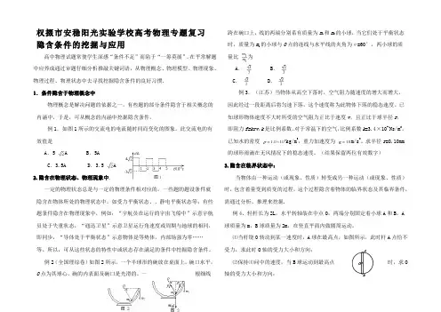 高考物理专题复习 隐含条件的挖掘与用
