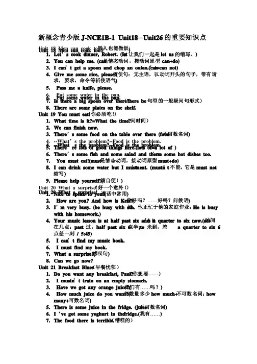 新概念青少版1b知识点总结