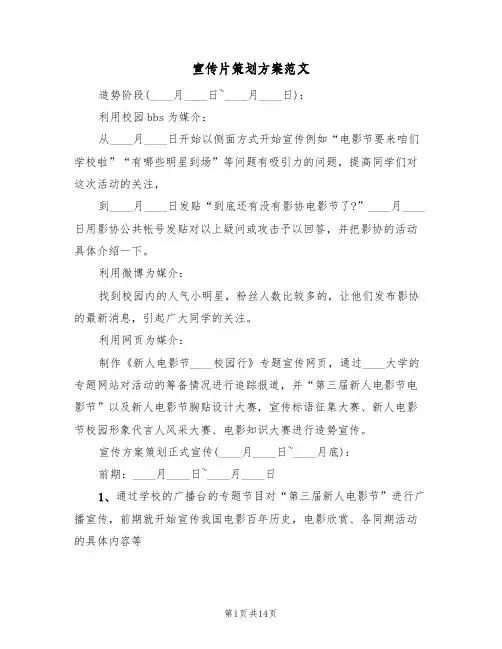 宣传片策划方案范文（三篇）