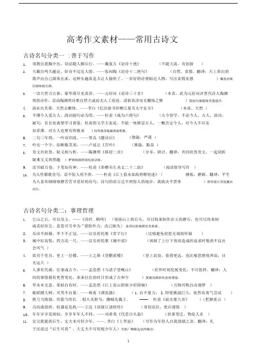 (完整)全国高考作文素材——常用古诗文.docx