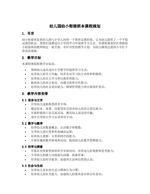 幼儿园幼小衔接班本课程规划