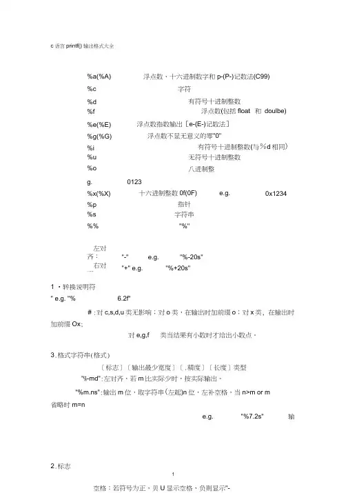 c语言printf()输出格式大全