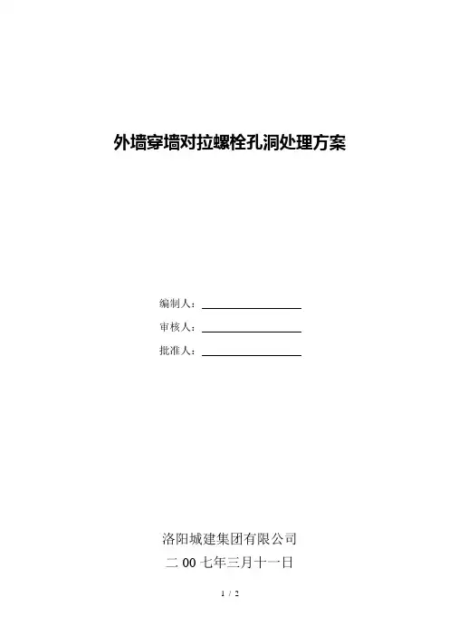 外墙对拉螺栓孔洞修补方案