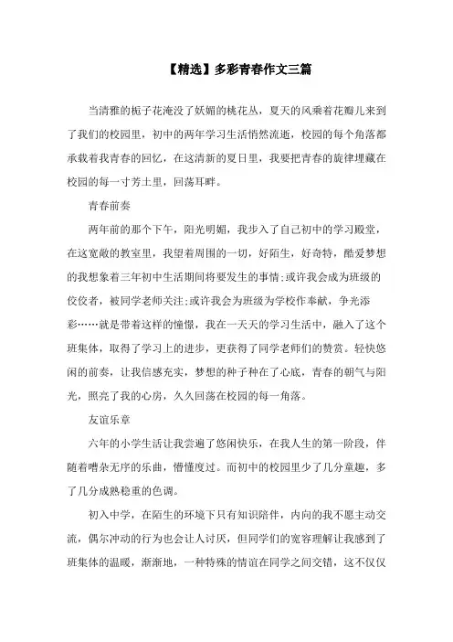 多彩青春作文三篇