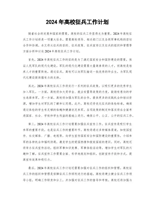 2024年高校征兵工作计划