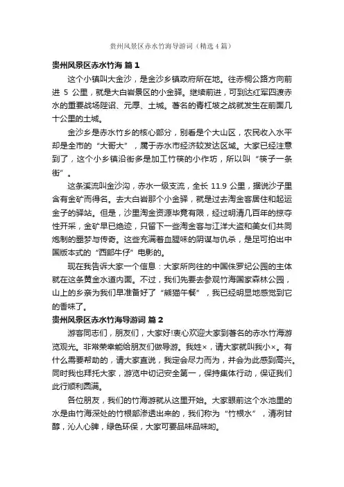 贵州风景区赤水竹海导游词（精选4篇）