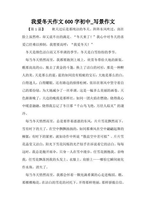 我爱冬天作文600字初中_写景作文