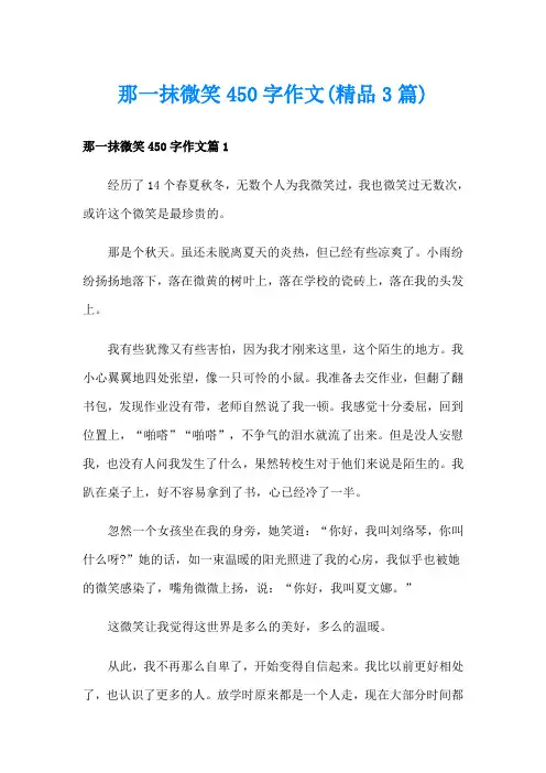 那一抹微笑450字作文(精品3篇)