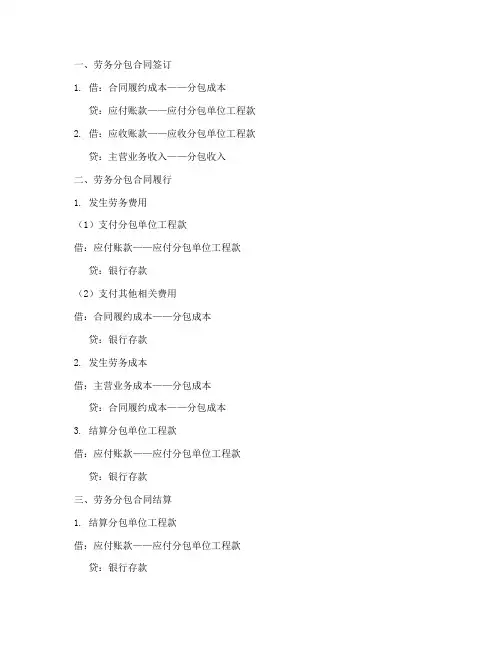 建造合同劳务分包会计分录