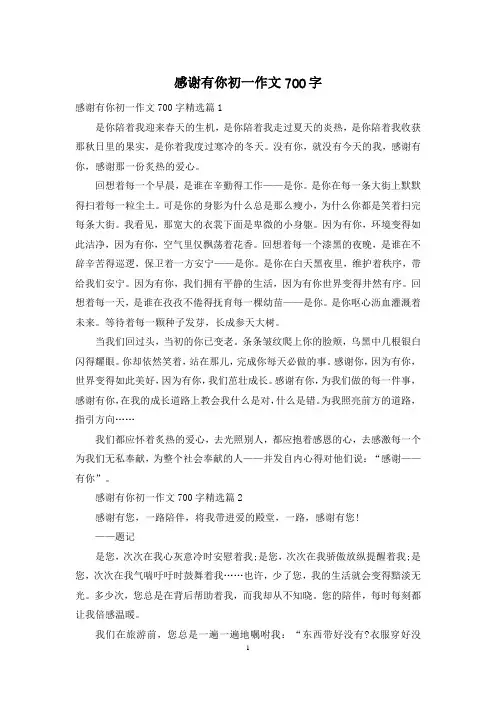 感谢有你初一作文700字