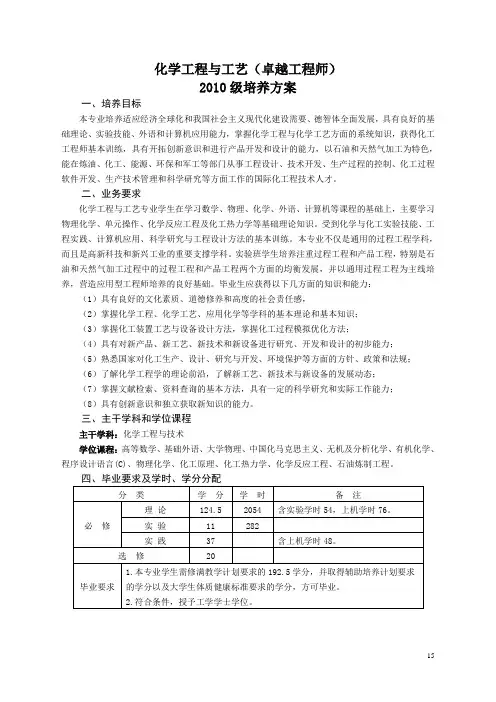 卓越工程师培养方案