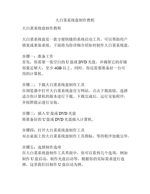 大白菜系统盘制作教程