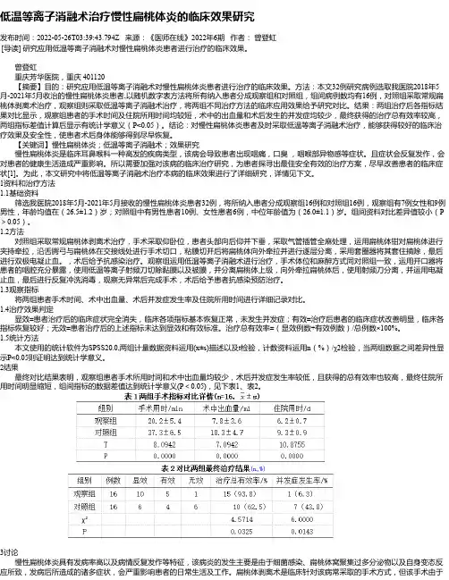 低温等离子消融术治疗慢性扁桃体炎的临床效果研究
