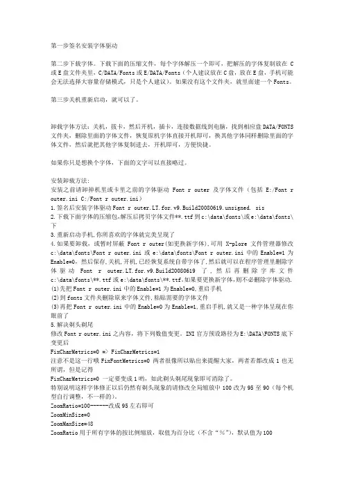 字体安装方法和卸载教程