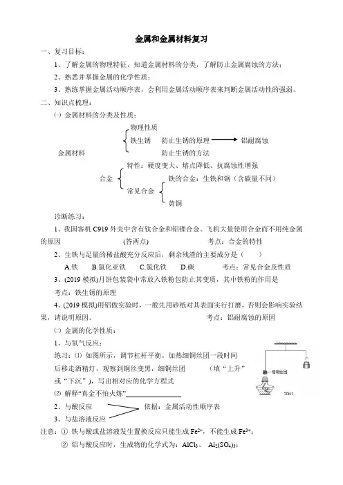 人教五四制九年级初中化学《第八单元 金属和金属材料 单元复习》_4