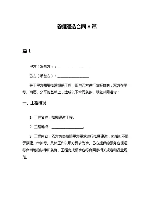 搭棚建造合同8篇